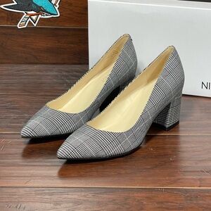 Nine West Gray Plaid Block Heels